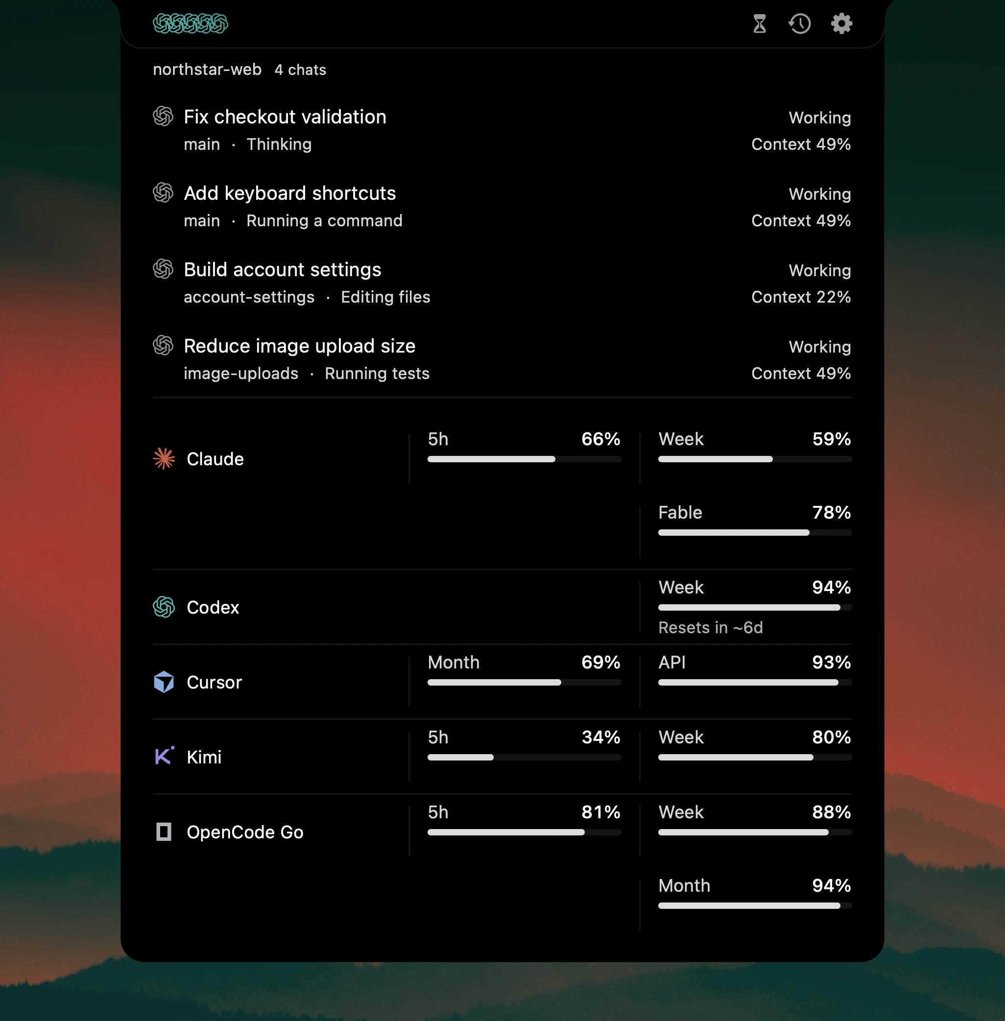Tasks and worktree branches grouped in one project